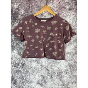 French Pastry Shirt Top Tee Womens Teens XS Plum Cropped School Hippie Fairy